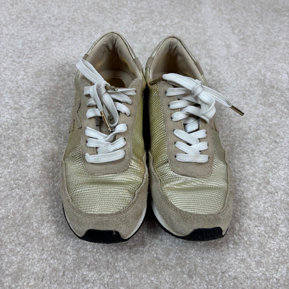 Michael Kors Trainer Gold Metallic Suede Sneakers Womens 6.5M HJ16J